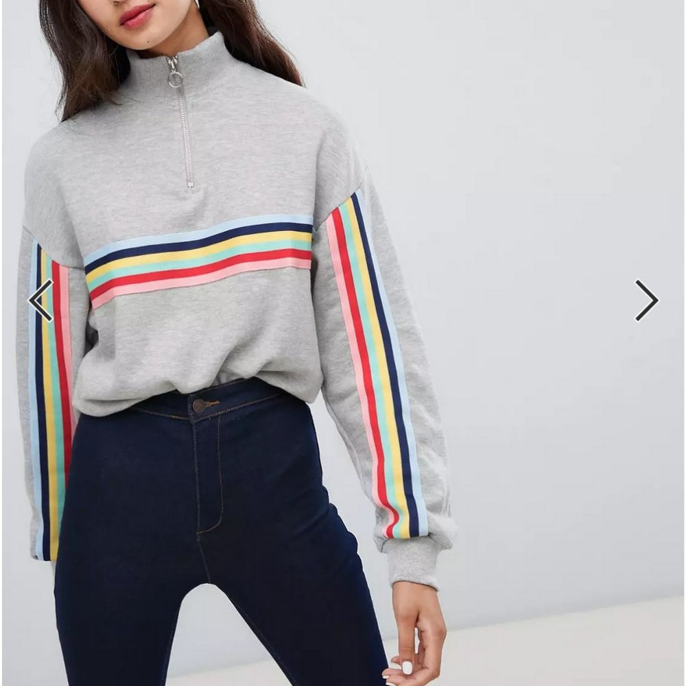 Bershka Rainbow Stripe Sweater